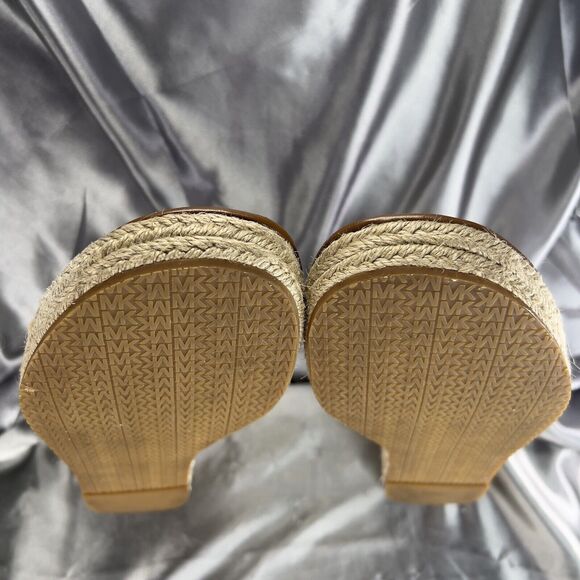 Michael Kors Laney Wedges Size 9 Leather Thong Espadrille Sandals Powder Blue💙 - Picture 15 of 17